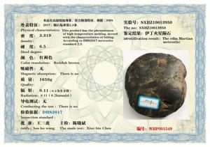 H004 重量:1650g，种类：伊丁火星陨石，有证书(山西星科技陨石鉴定证书)，联系方式:13885952687。