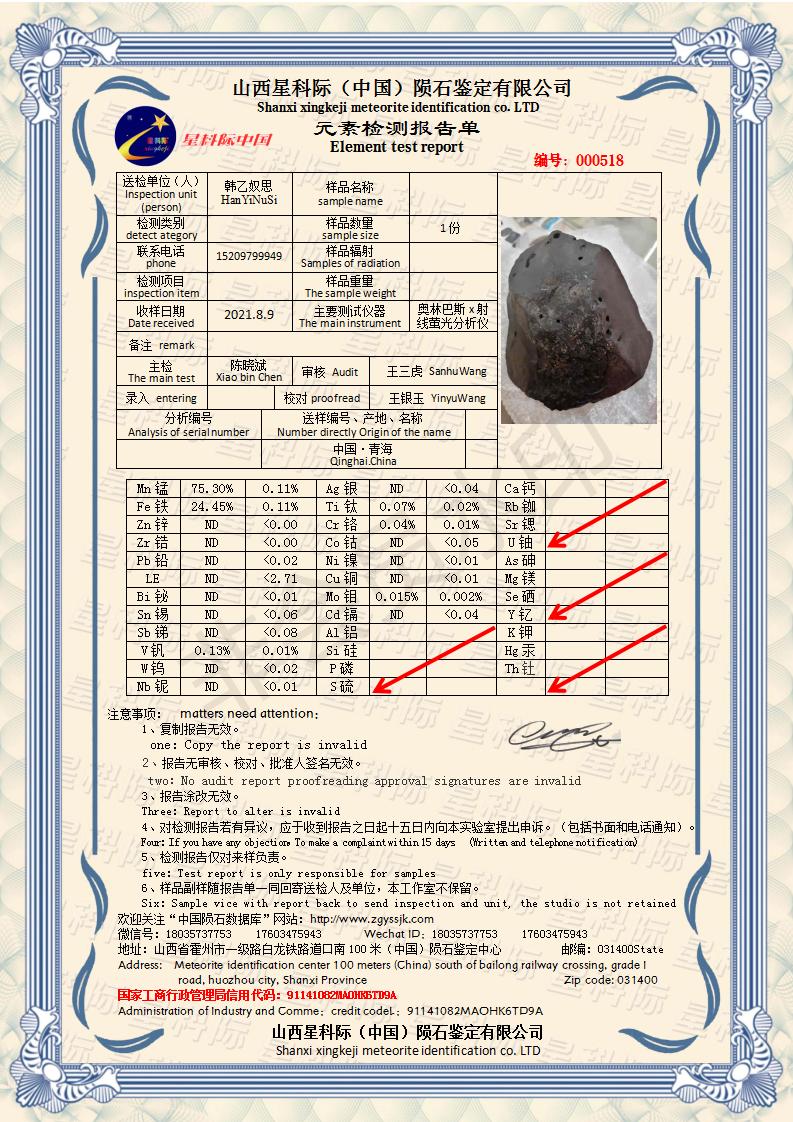 陨石成分元素表图片